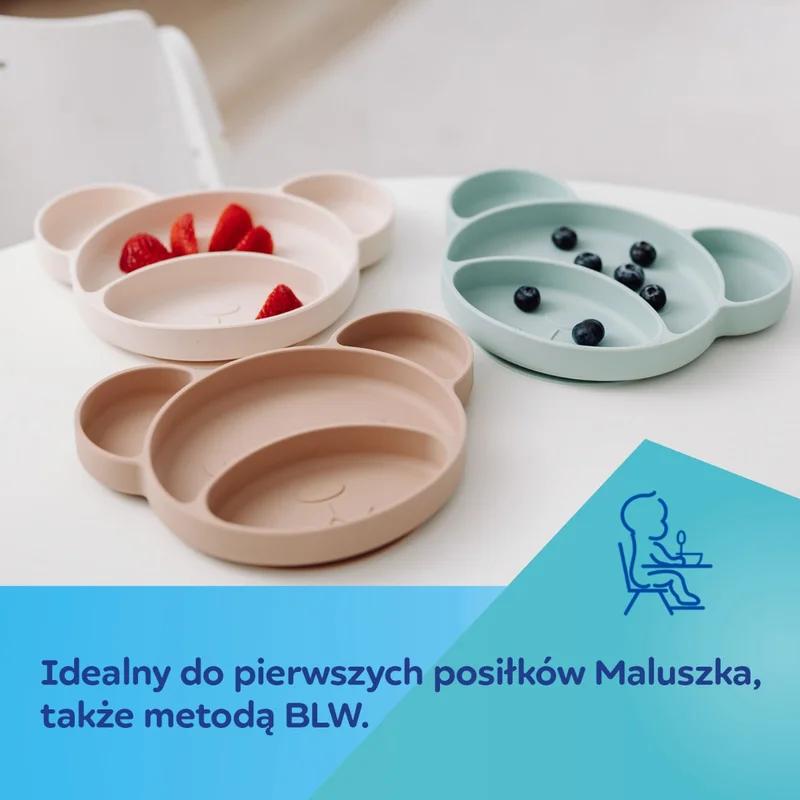 Silikonowy trójdzielny talerzyk Canpol babies z przyssawką MIŚ