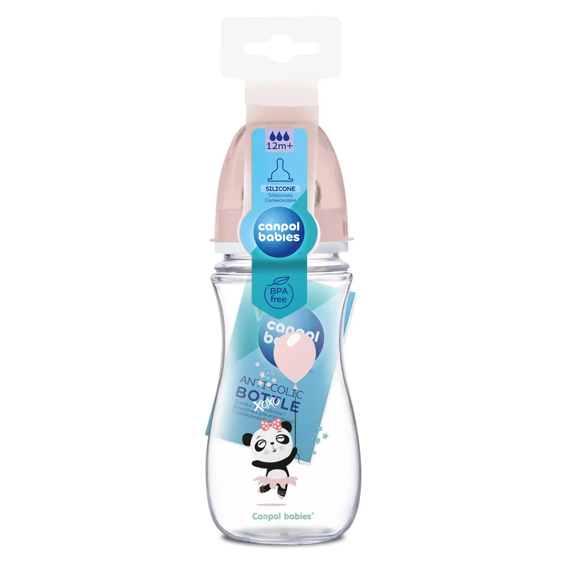 Butelka szeroka antykolkowa Canpol babies 300 ml PP EasyStart EXOTIC ANIMALS różowa