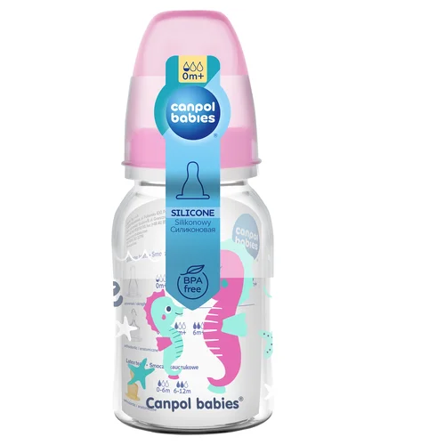 Butelka wąska Canpol babies 120 ml LOVE&SEA różowa