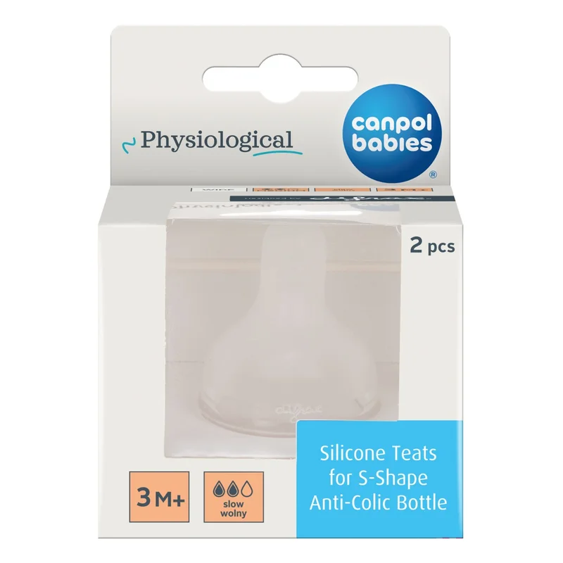 Canpol babies Smoczek silikonowy do butelki S-shape M (wolny) 2 szt.