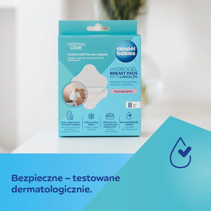 Canpol babies Kojące wkładki hydrożelowe na piersi z lanoliną 8 szt.​ (WYRÓB MEDYCZNY)