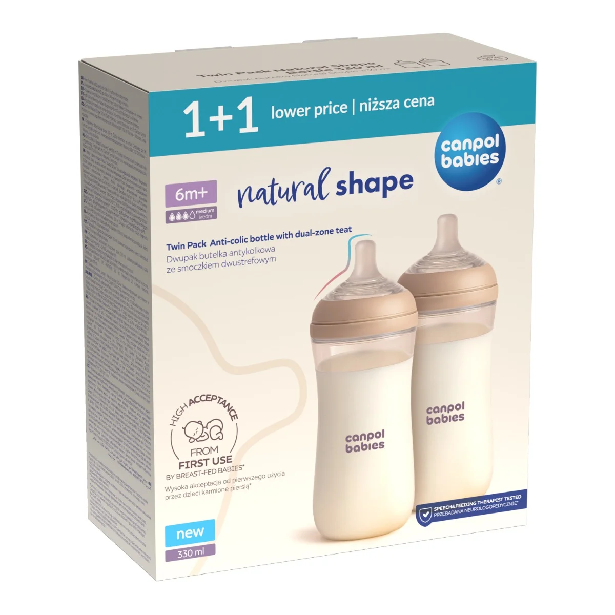 Canpol babies Dwupak Butelka Natural Shape 330 ml​