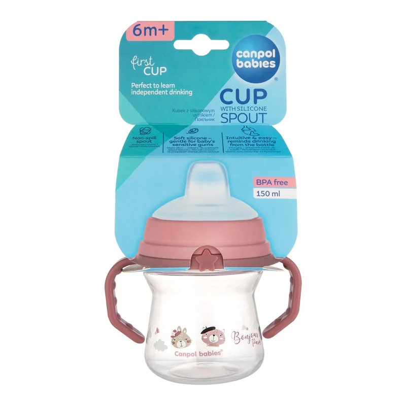 Canpol babies kubek z silikonowym ustnikiem FirstCup 150ml BONJOUR PARIS
