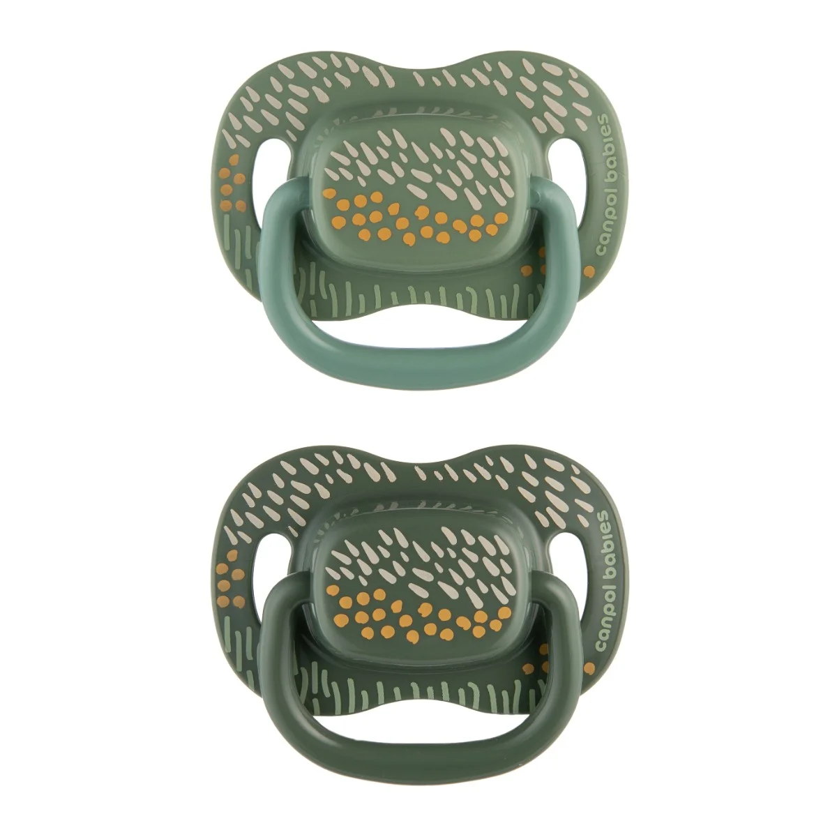 Canpol babies Smoczek usp. silikonowy symetryczny 18m+ MOUNTAINS 2 szt. zielone