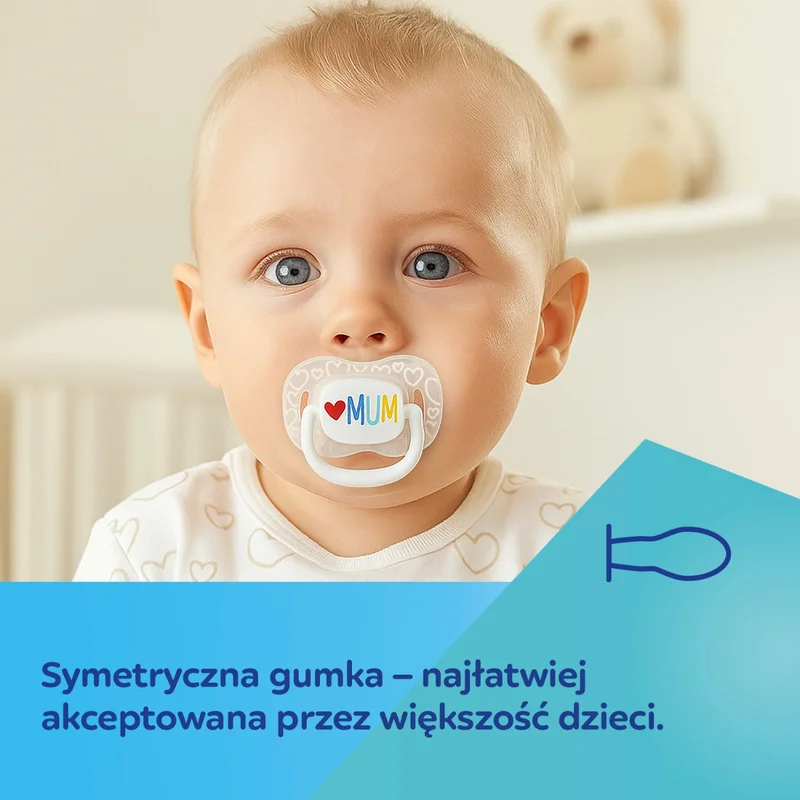 Canpol babies Smoczek uspokajający silikonowy symetryczny 6-18m LoveMum&Dad 2szt