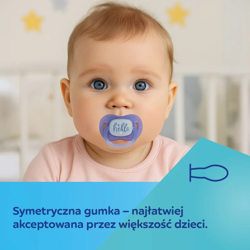 Canpol babies Smoczek uspokajający silikonowy symetryczny 0-6m NightGlow 2szt nieb​