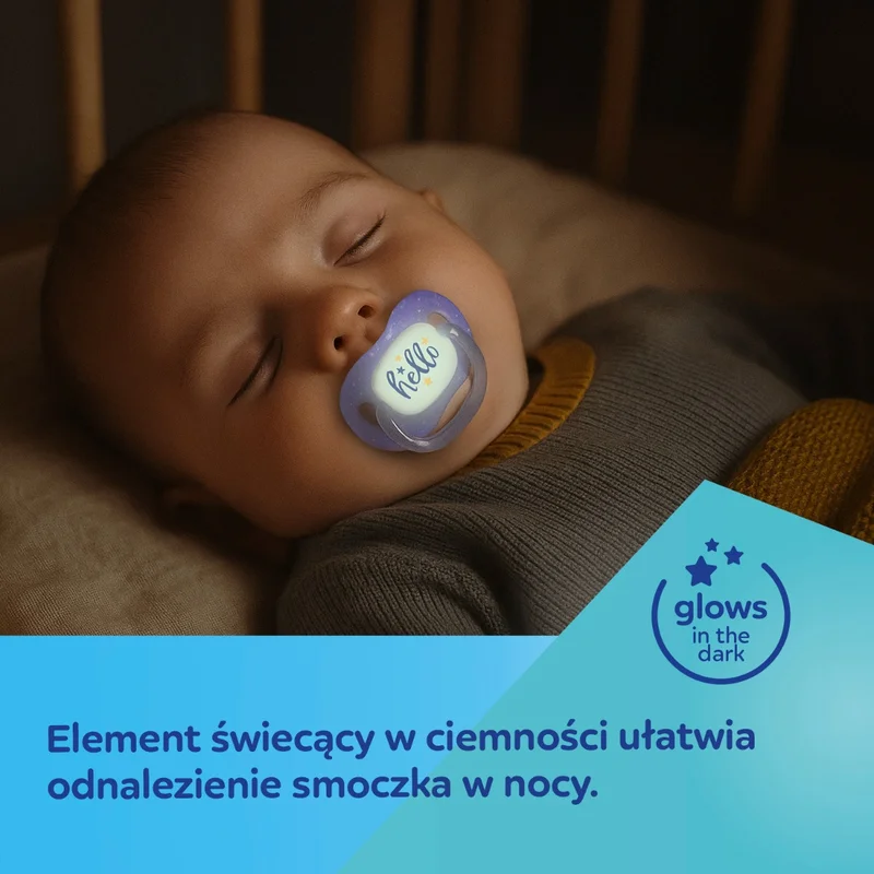 Canpol babies Smoczek uspokajający silikonowy symetryczny 0-6m NightGlow 2szt róż​