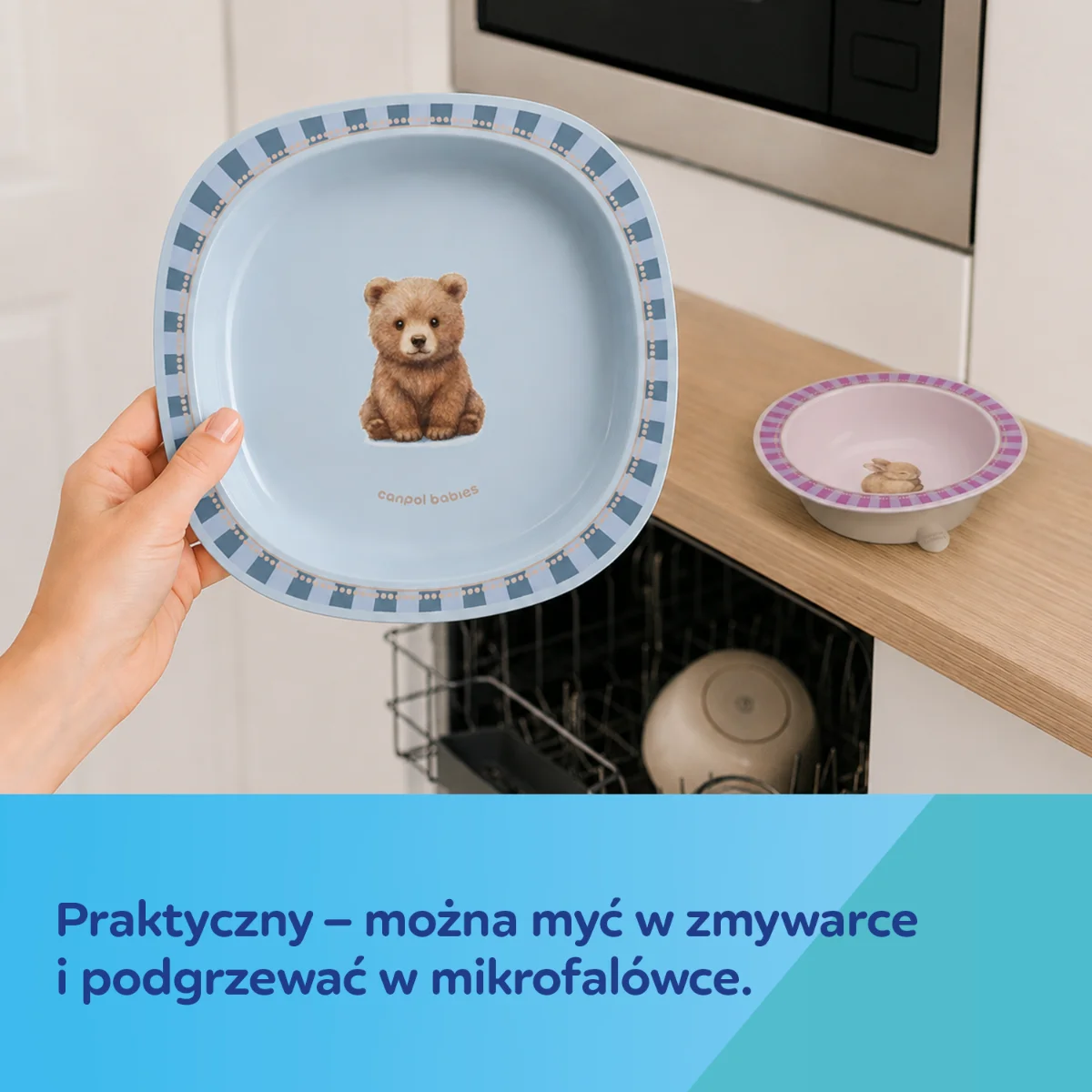 Canpol babies Talerzyk z przyssawką 23 cm Woodland niebieski