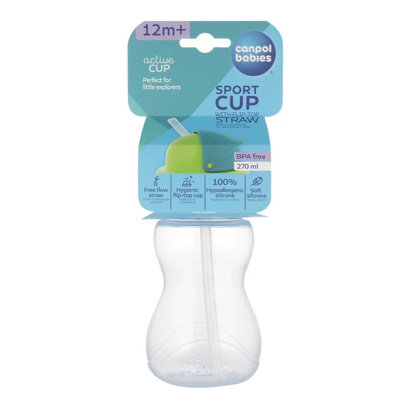 Canpol babies Bidon ze składaną rurką silikonową 270 ml niebieski