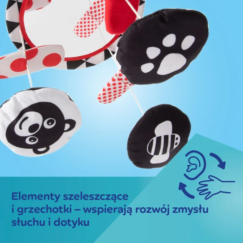 Canpol babies kontrastowa karuzela pluszowa z pozytywką SENSORY TOYS