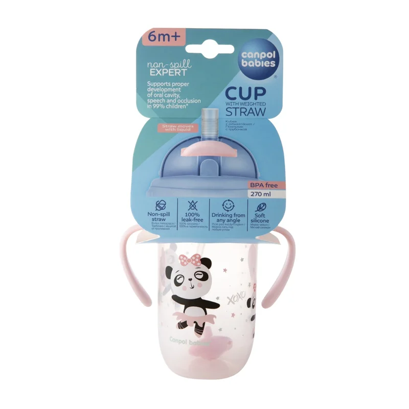 Kubek niekapek z rurką i odważnikiem Canpol babies 270 ml EXOTIC ANIMALS