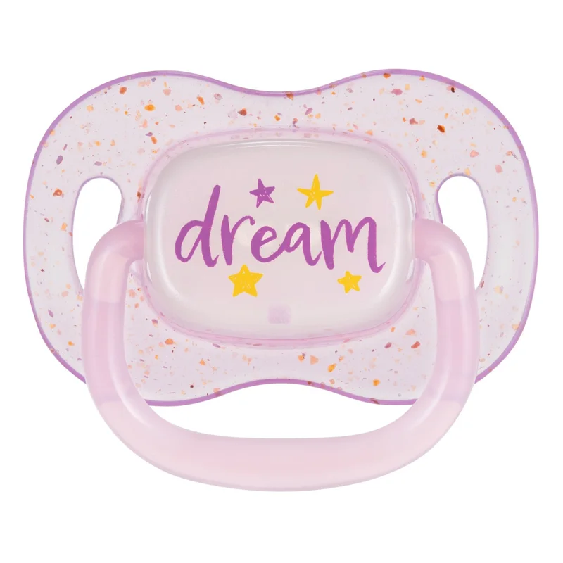 Canpol babies Smoczek uspokajający silikonowy symetryczny 0-6m NightGlow 2szt róż​