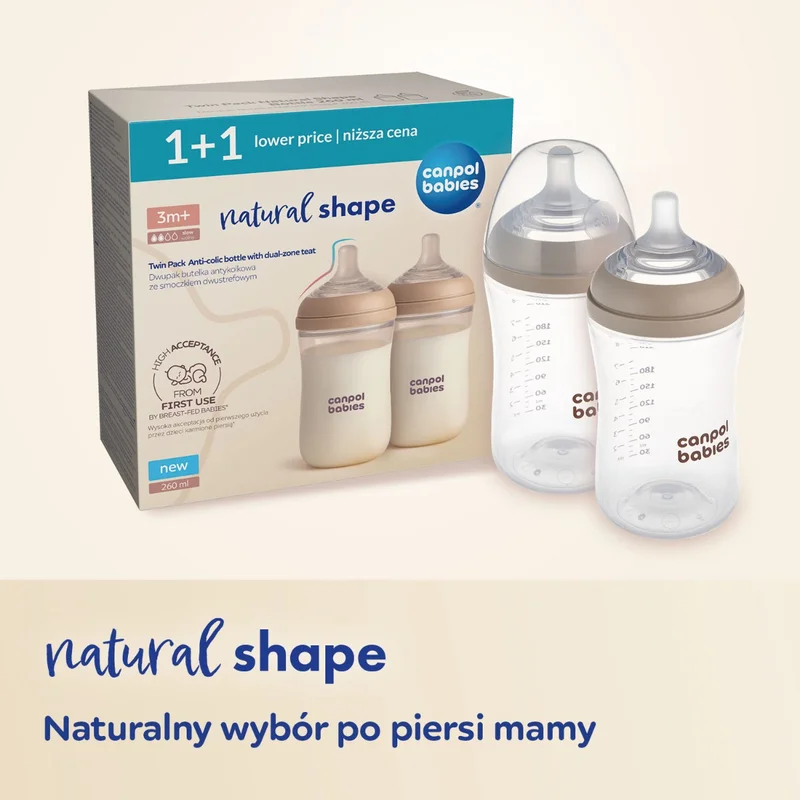 Canpol babies Dwupak Butelka Natural Shape 330 ml​