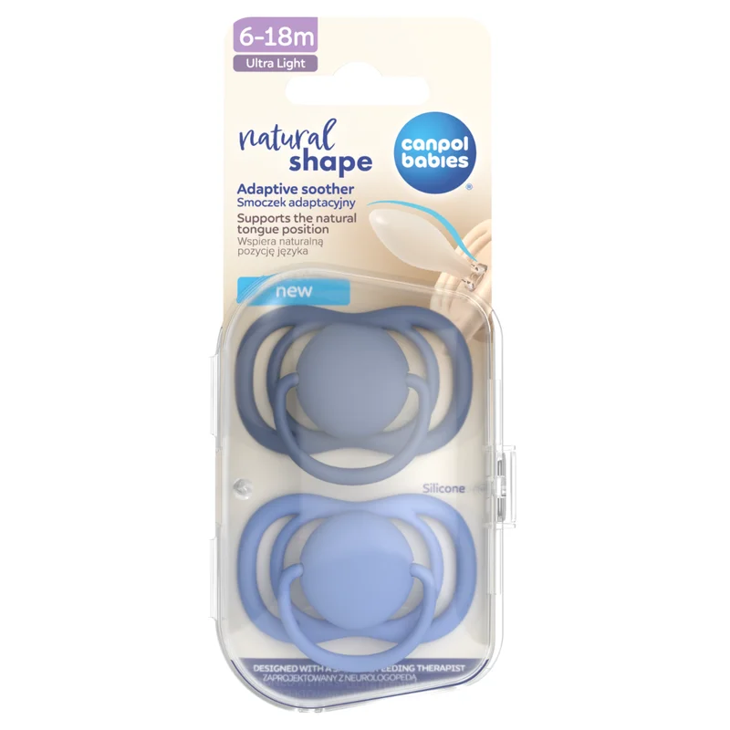 Canpol babies Smoczek adaptacyjny silikonowy 6-18m Natural Shape Blueberry&SkySorbet 2szt​
