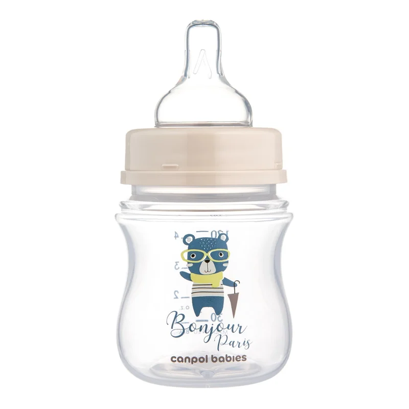 Butelka szeroka antykolkowa Canpol babies 120 ml PP EasyStart BONJOUR PARIS niebieska