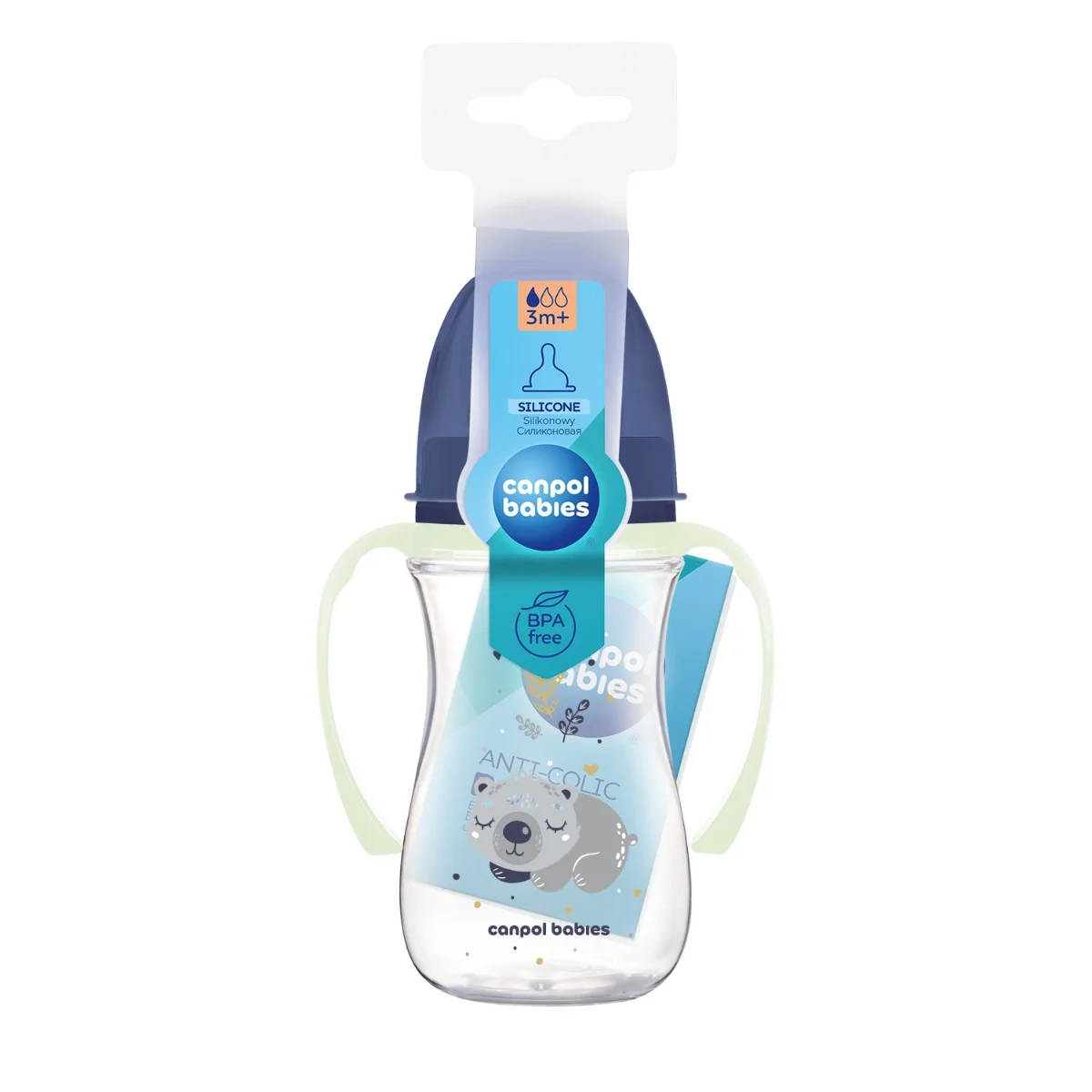 Canpol babies butelka szeroka antykolkowa ze świecącymi uchwytami PP EasyStart 240ml Sleepy Koala