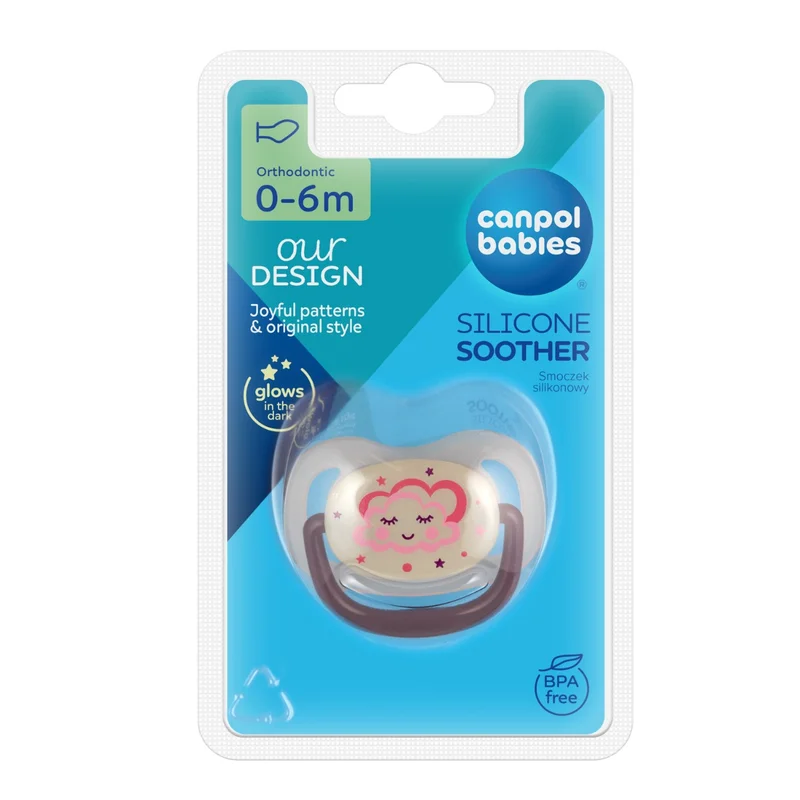 Canpol babies Smoczek usp. silikon 0-6m anatomiczny NIGHT DREAMS róż.