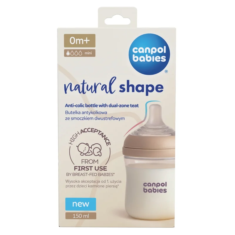 Canpol babies Butelka Natural Shape ze smoczkiem dwustrefowym 150 ml