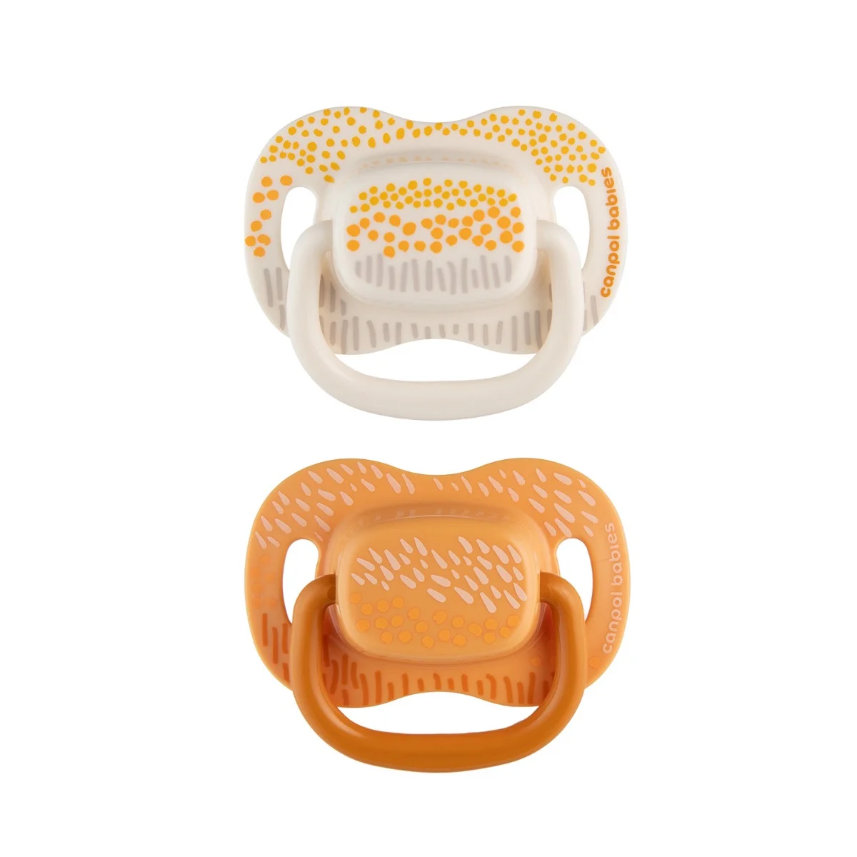 Canpol babies Smoczek usp. silikonowy 0-6m symetryczny MOUNTAINS 2 szt. żółte