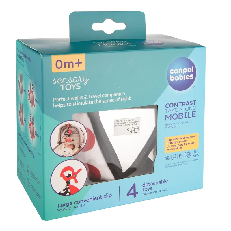 Canpol babies kontrastowa karuzelka podróżna do wózka/fotelika SENSORY TOYS