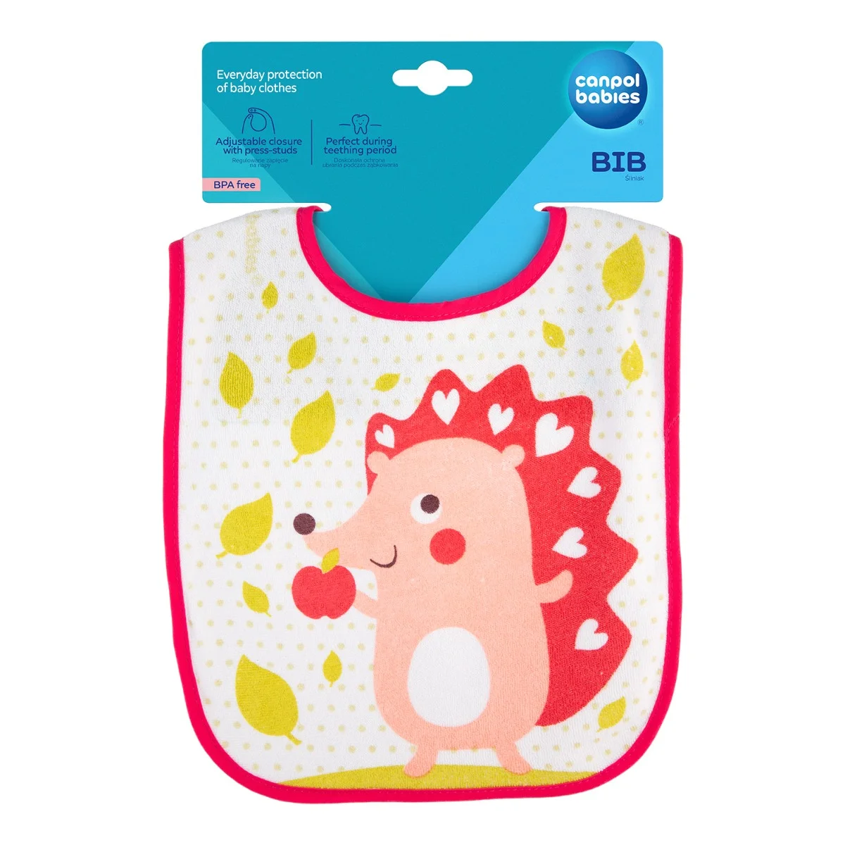 Śliniak Canpol babies frotte z regulowanym zapięciem na napy CUTE ANIMALS
