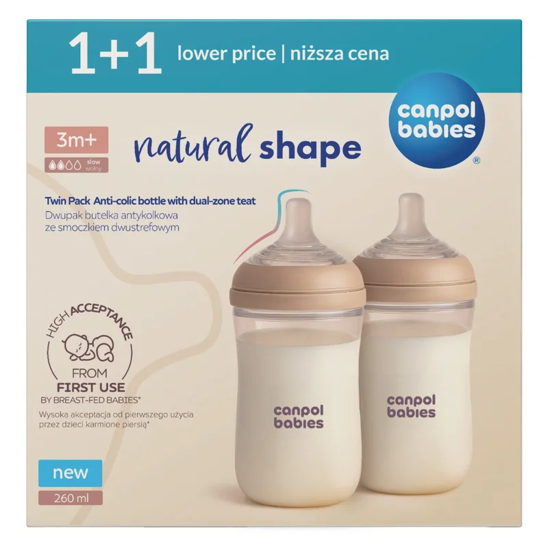 Canpol babies Dwupak Butelka Natural Shape 260 ml