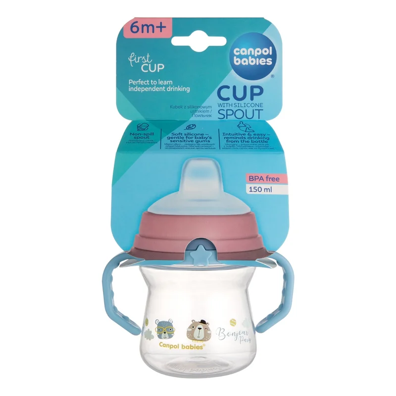 Canpol babies kubek z silikonowym ustnikiem FirstCup 150ml BONJOUR PARIS