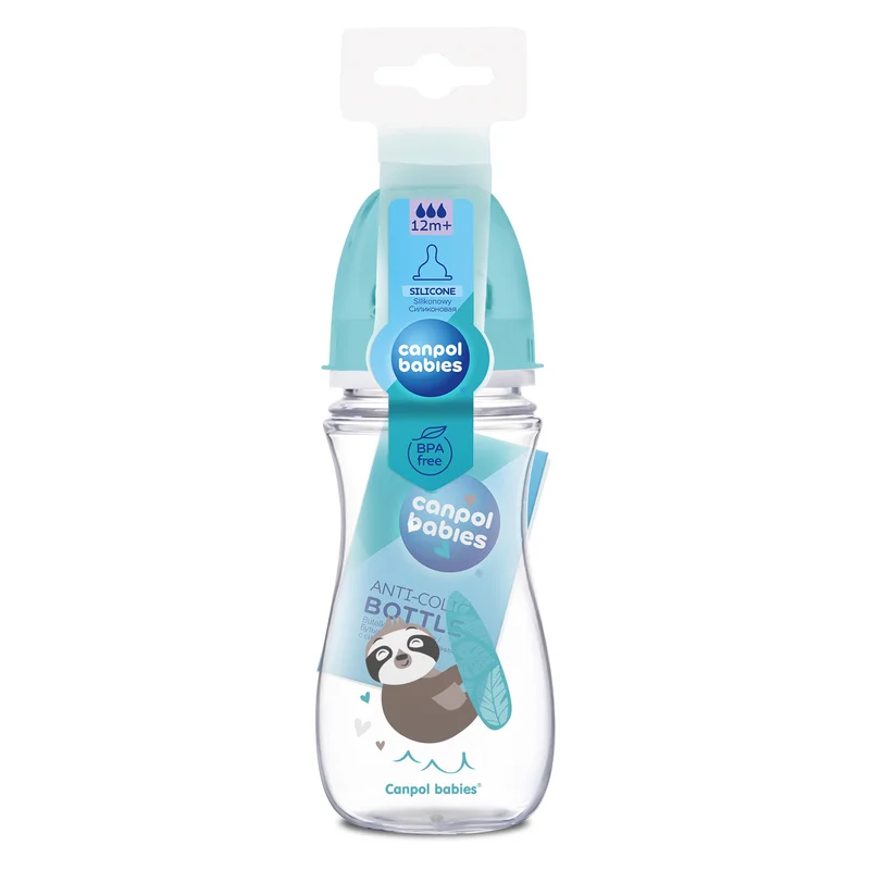 Butelka szeroka antykolkowa Canpol babies 300 ml PP EasyStart EXOTIC ANIMALS niebieska