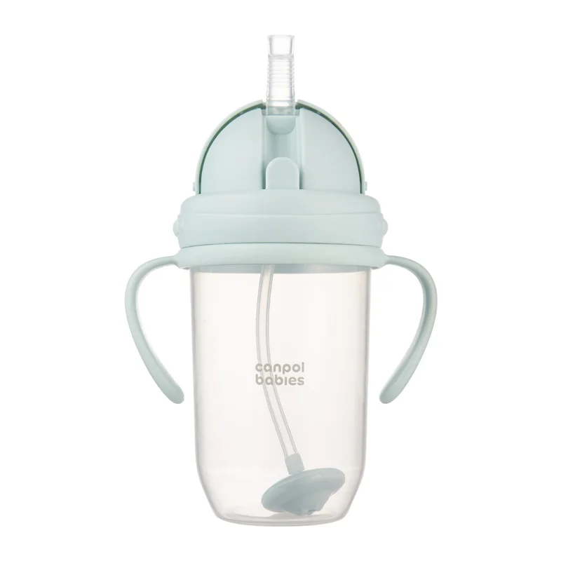 Canpol babies Kubek niekapek z rurką i odważnikiem 270 ml zielony