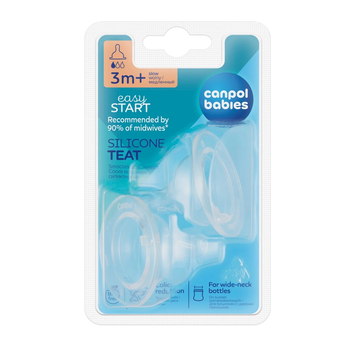 Canpol babies smoczek silikon wolny do butelki szerokiej 2 szt EasyStart