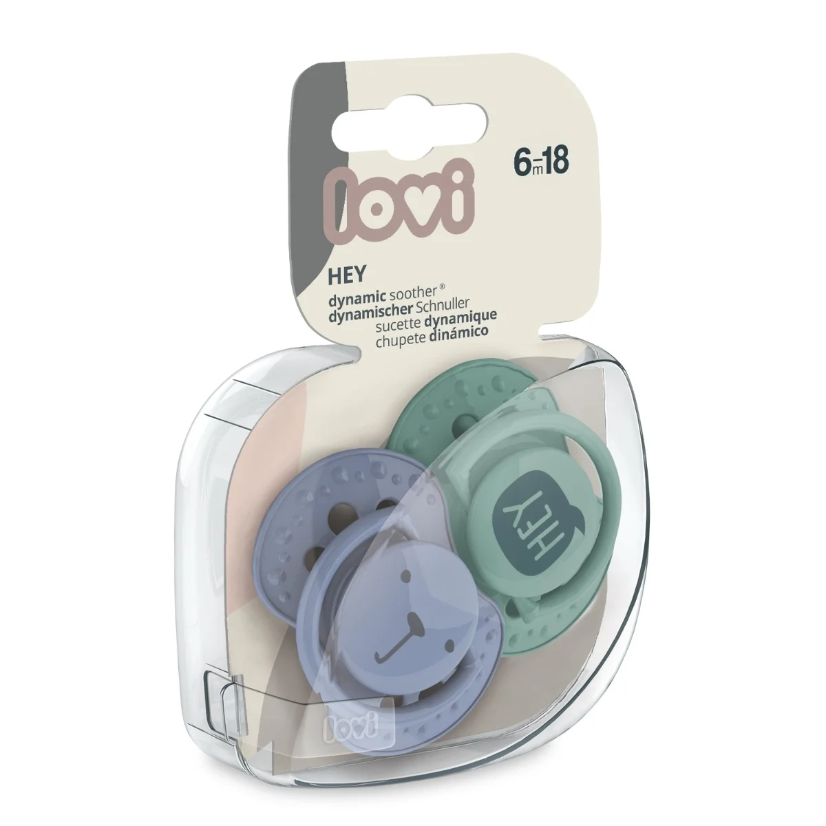 Smoczek silikonowy dynamiczny LOVI 6-18 m 2 szt. Hey Boy