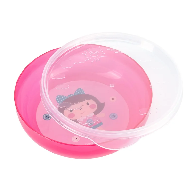 Miseczka antypoślizgowa z pokrywką i sztućcami 350 ml TOYS