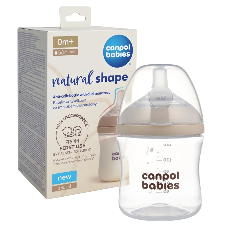 Canpol babies Inteligentny laktator muszlowy SmartSense + Butelka Natural Shape ze smoczkiem dwustrefowym 150 ml GRATIS