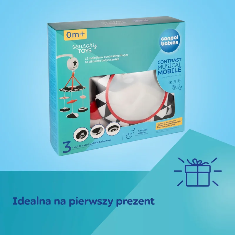 Canpol babies kontrastowa karuzela pluszowa z pozytywką SENSORY TOYS