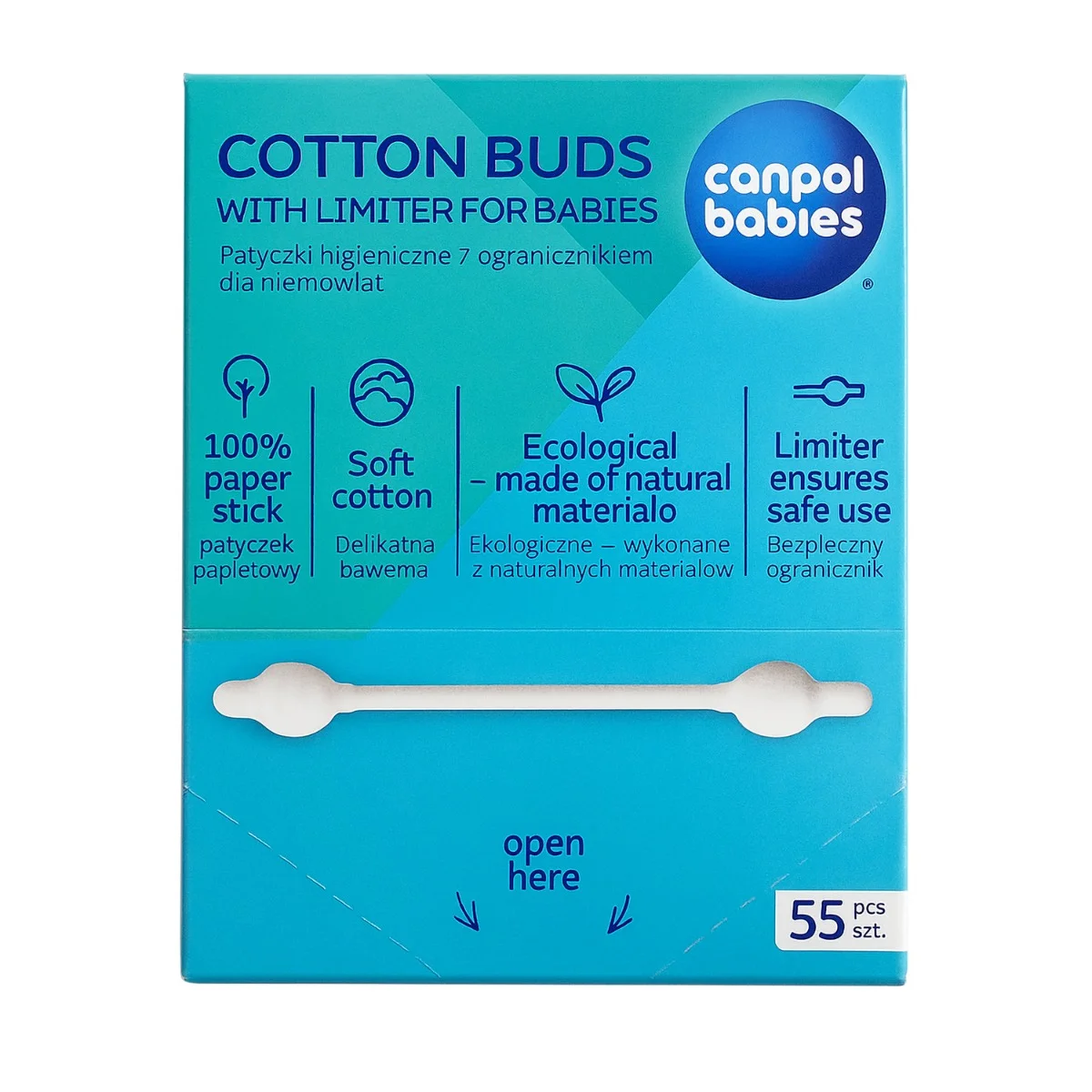 Canpol babies bezpieczne patyczki higieniczne dla niemowląt 55 szt.