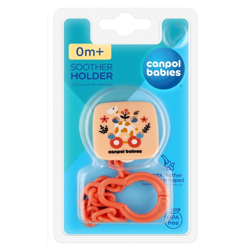 Canpol babies Łańcuszek do smoczka uspokajającego TOYS koralowy