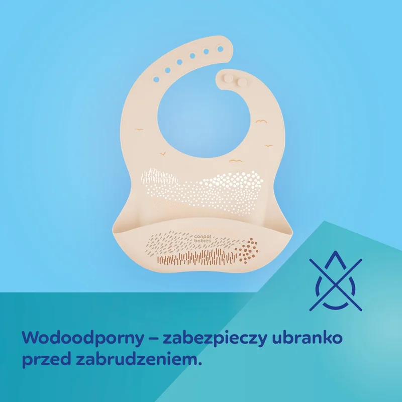 Śliniak silikonowy Canpol babies z kieszonką MOUNTAINS zielony