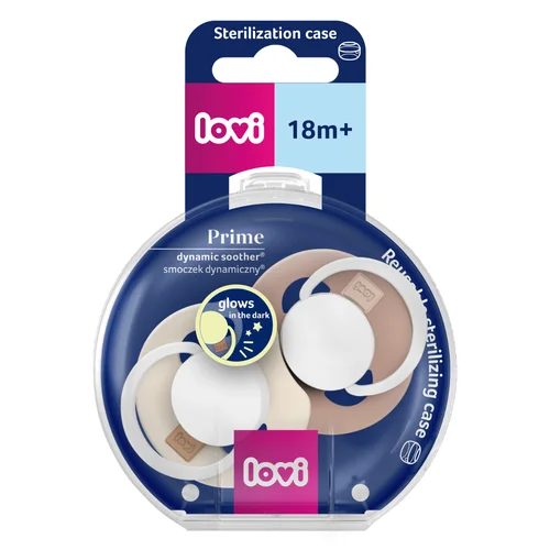 LOVI Prime 18m+ 2 Stück dynamischer Silikonschnuller Ivory Glow/Blush Glow
