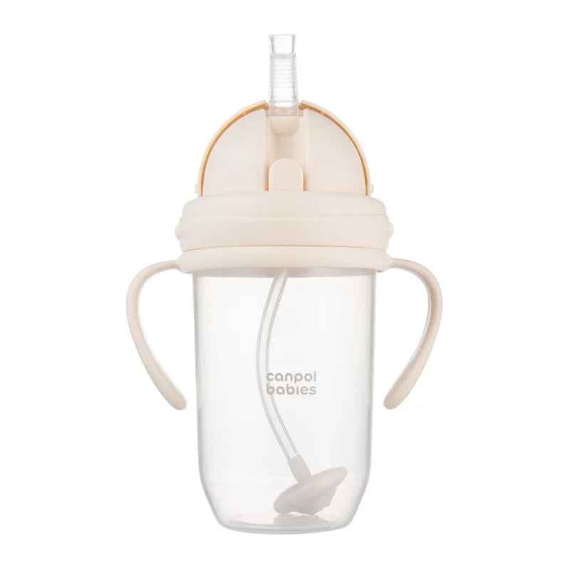 Canpol babies Kubek niekapek z rurką i odważnikiem 270 ml kremowy