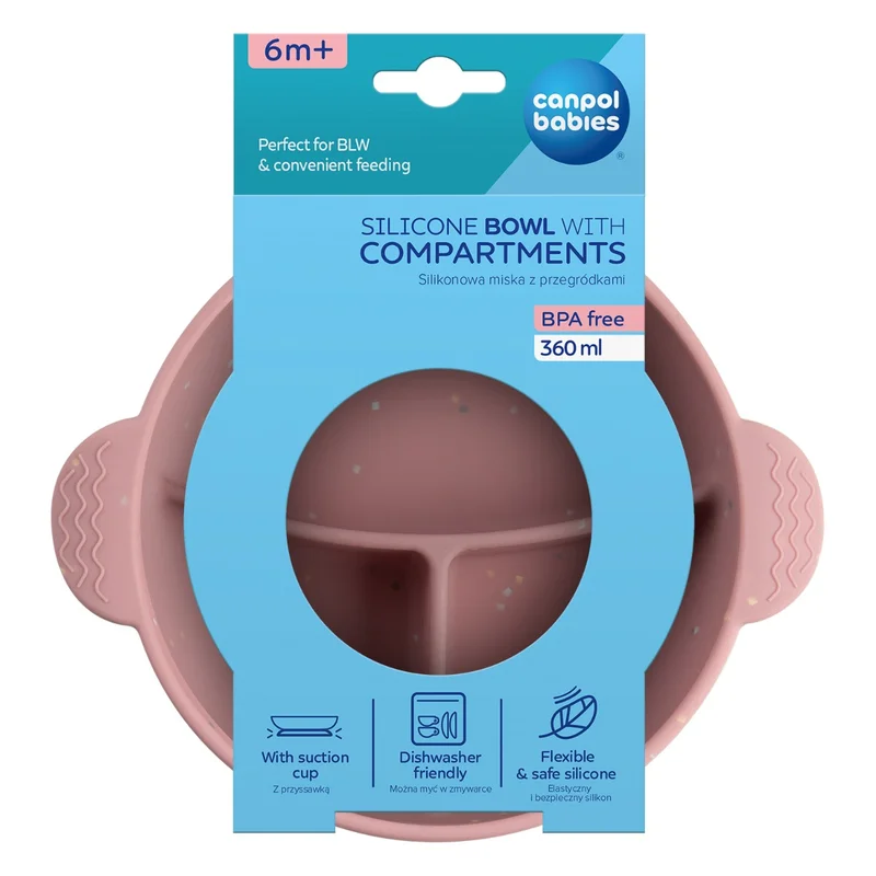 Miska silikonowa Canpol babies z 3 przegródkami i przyssawką 360 ml DOTS
