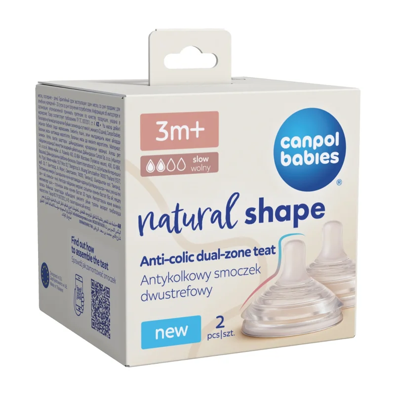 Canpol babies Antykolkowy smoczek dwustrefowy Natural Shape 3m+ 2szt.