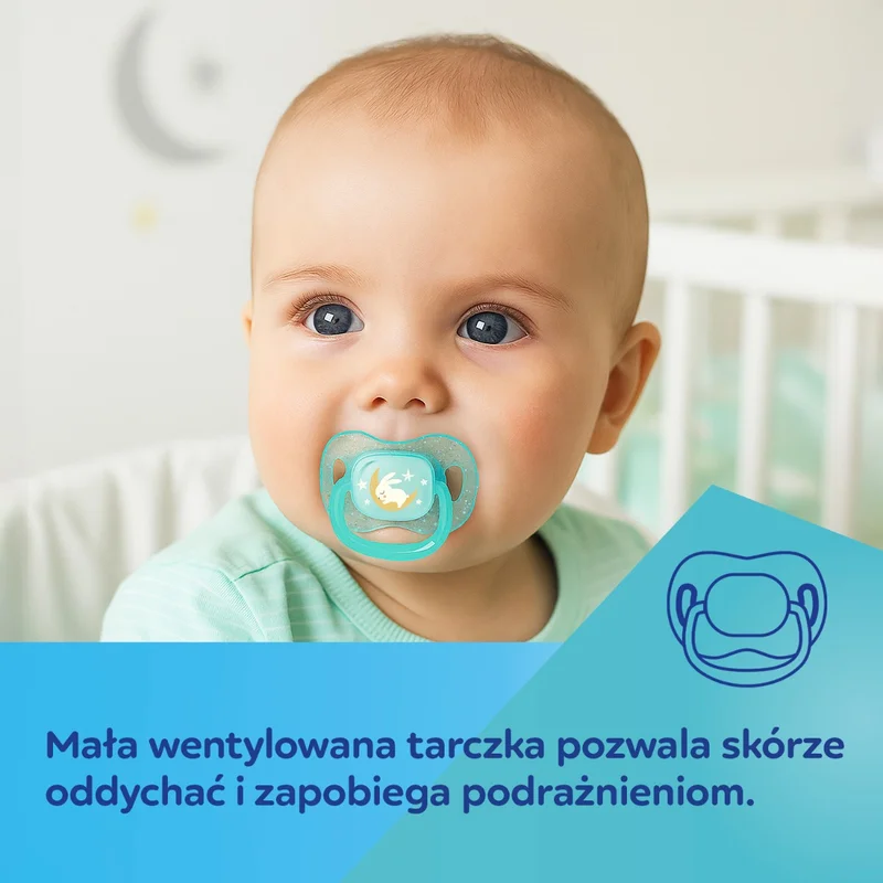 Canpol babies Smoczek uspokajający silikonowy symetryczny 0-6m NightGlow 2szt róż​