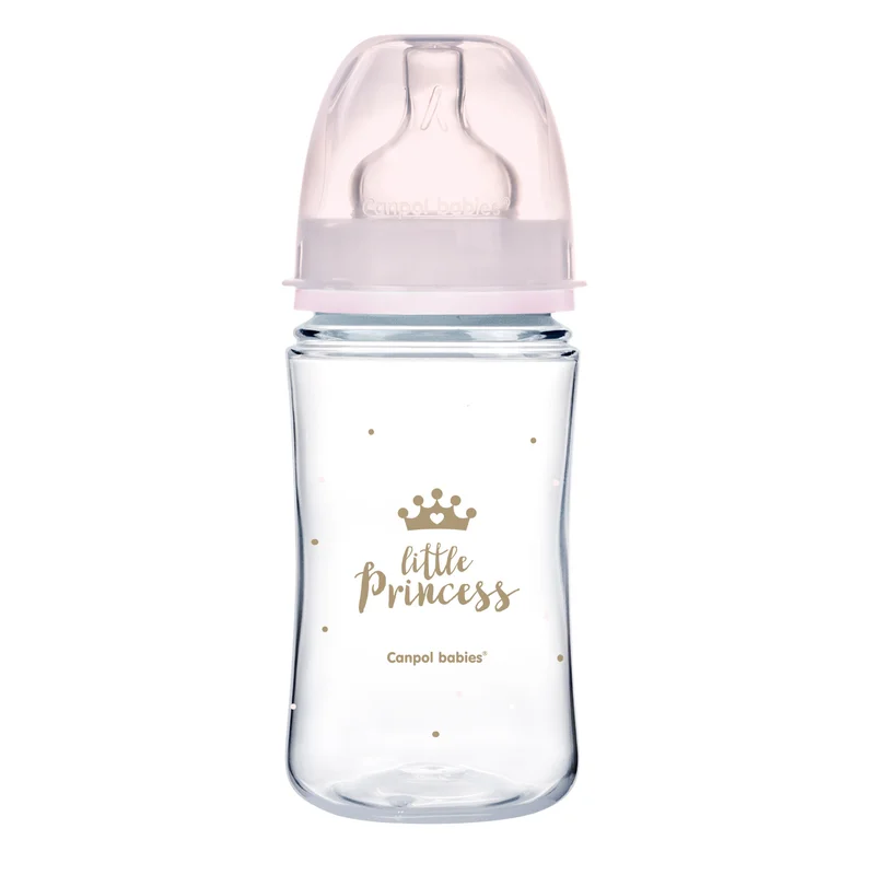 Butelka szeroka antykolkowa Canpol babies 240 ml PP EasyStart ROYAL BABY różowa