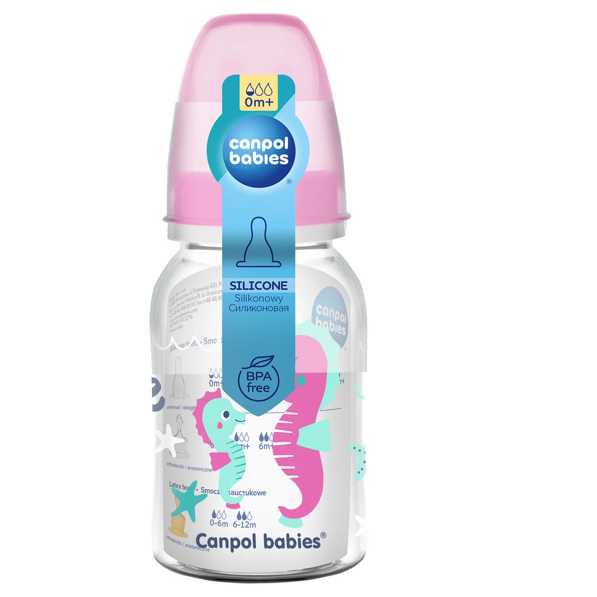 Butelka wąska Canpol babies 120 ml LOVE&SEA różowa