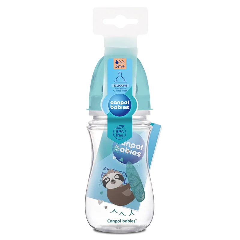 Butelka szeroka antykolkowa Canpol babies 240 ml PP EasyStart EXOTIC ANIMALS niebieska