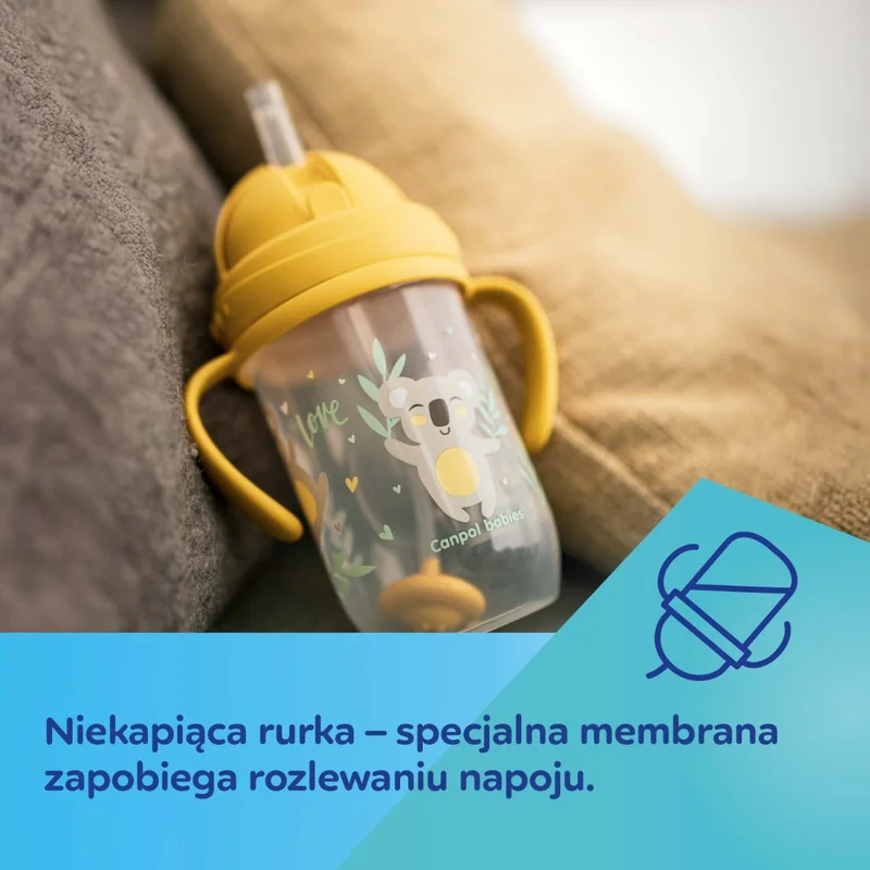 Kubek niekapek z rurką i odważnikiem Canpol babies 270 ml EXOTIC ANIMALS