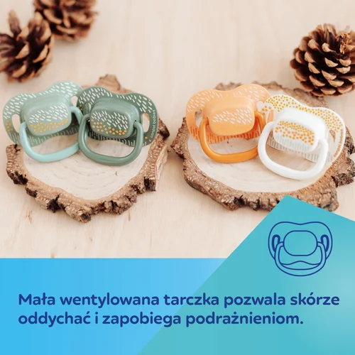 Canpol babies Smoczek usp. silikonowy symetryczny 18m+ MOUNTAINS 2 szt. zielone