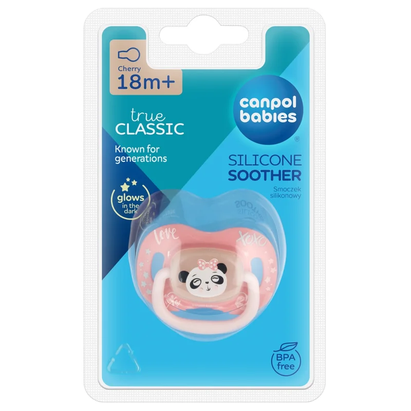 Canpol babies Smoczek uspokajający silikonowy 18m+ okrągły EXOTIC ANIMALS panda